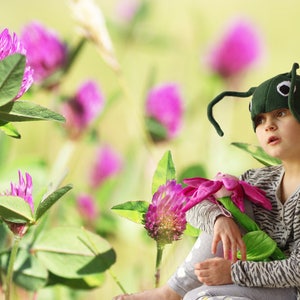 Kids Grasshopper Costume Hat Montessori Play Cap, Green Bug Dress Up Headwear for Carnival & Pretend Play image 7