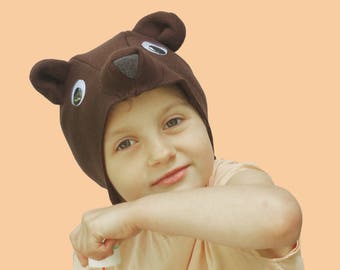 Bear costume hat for Halloween, forest animal costume hat, toddlers and kids pretend play, toddler and kid costume