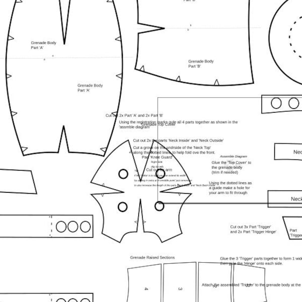 Bakugou Grenade Gauntlets and Armour , Katsuki  Template Pattern , For EVA Foam - Make Your own