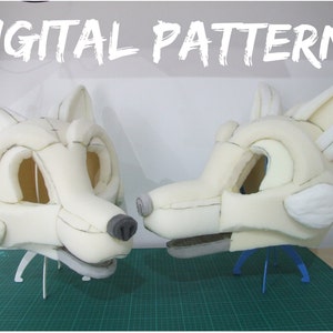 Wolf Fursuit Head Base Fox PDF Digital Template Pattern - Make your own Canine Furry