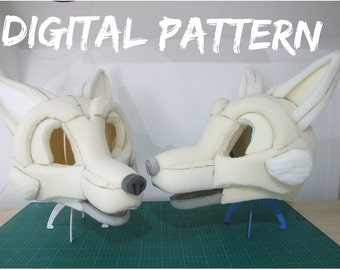 Wolf Fursuit Head Base Fox PDF Digital Template Pattern - Make your own Canine Furry