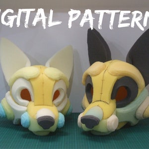Dog Fursuit Head Base Template - Digital PDF Pattern for DIY Foam Crafting - Full-sized and Mini Sizes - Cosplay, Costume Making