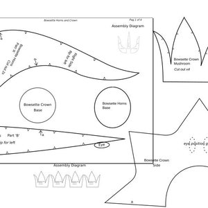 Bowsette Horns and Crown , EVA Foam Horn Template , Digital PDF Pattern - Make Your own Cosplay Horns