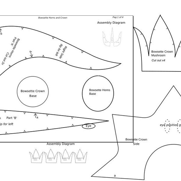 Cornes de Bowsette et couronne, modèle de corne de mousse EVA, modèle PDF numérique - faites vos propres cornes de Cosplay