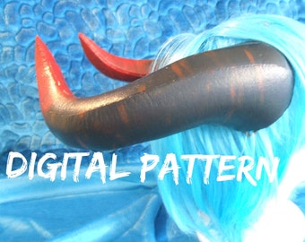 Satyr Horns , EVA Foam demon devil Horn Template , Digital PDF Pattern - Make Your own Cosplay Horns