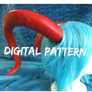 Curly Twist Demon Horns pattern, EVA Foam Cosplay Horn Template, Digital PDF - Make Your own