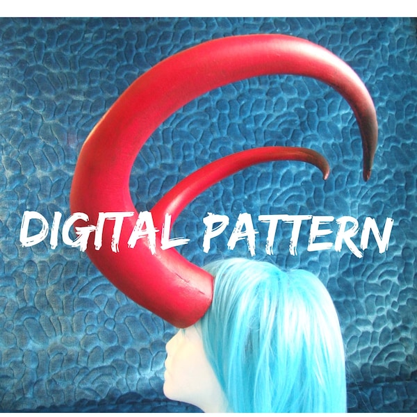 Demon Horns, Large devil EVA Foam Template , Digital PDF Pattern - Make Your own Cosplay Horns