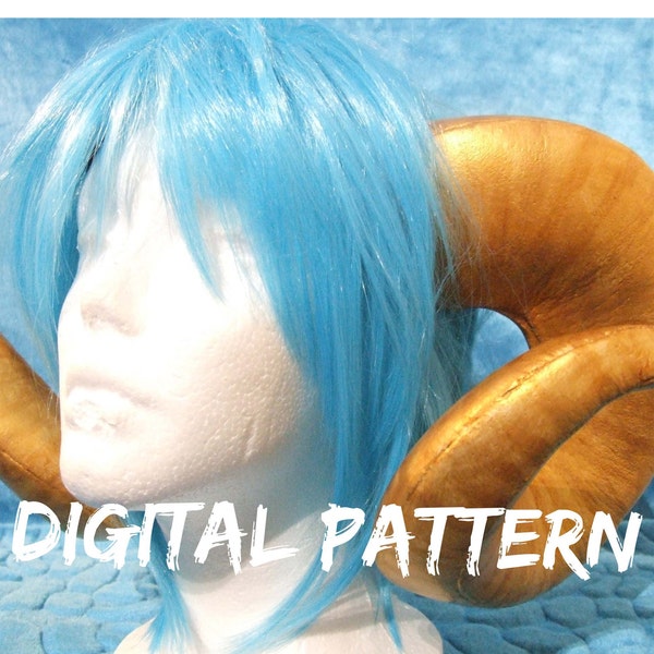 Widder Hörner EVA Foam Horn Vorlage, digitale PDF Muster - Machen Sie Ihre eigenen Cosplay Hörner