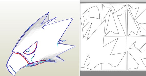 Tokoyami Foam Head Template | Fumikage Helmet, Pepakura Unfold Pattern