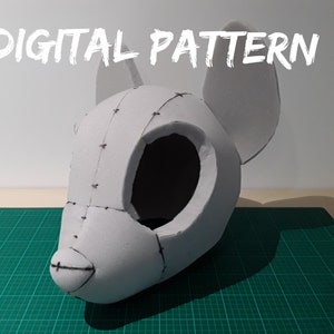 Muis Fursuit hoofdbasispatroon, digitaal PDF-patroon voor DIY Foam Crafting - Cosplay, kostuum maken, bekledingsschuim