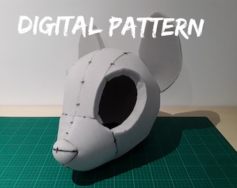 Mouse Fursuit Head Base Pattern, Cute Furry Template Digital Pattern - Make Your own Fursuit Head