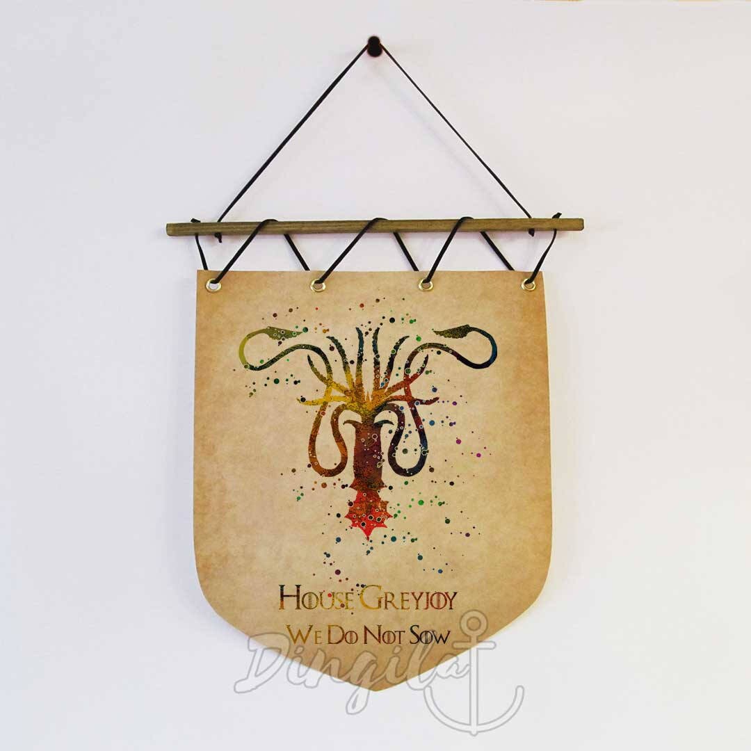 Game of Thrones House Greyjoy Banner Flag Banner Watercolor Etsy