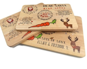 Christmas Eve / Wooden Treat Santa Plate, Platter Board, Place Mat - Personalisation Available