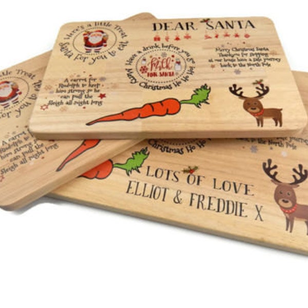 Christmas Eve / Wooden Santa Treat  Plate, Platter Board, Place Mat - Personalisation Available
