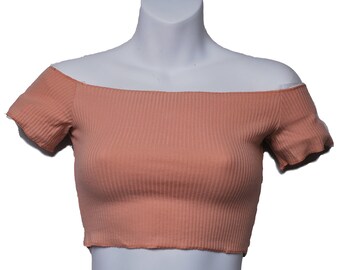 off shoulder top | bustier top | short sleeve crop top | off shoulder | knit top | top