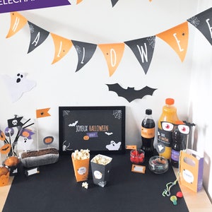 Halloween decoration for children, Halloween kit to download, to print, photobooth, topper, bottle labels, Halloween costume