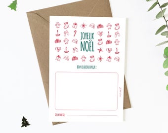 Carte bon cadeau de Noël, à télécharger, carte cadeau enfants, Joyeux Noël, fichiers PDF, petipeu, papeterie, carte Noël, idée cadeau