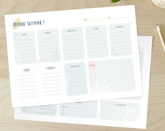 Pack daily planner and weekly planner, to download, illustration, planning, to print, organization, back to school, office, stationery