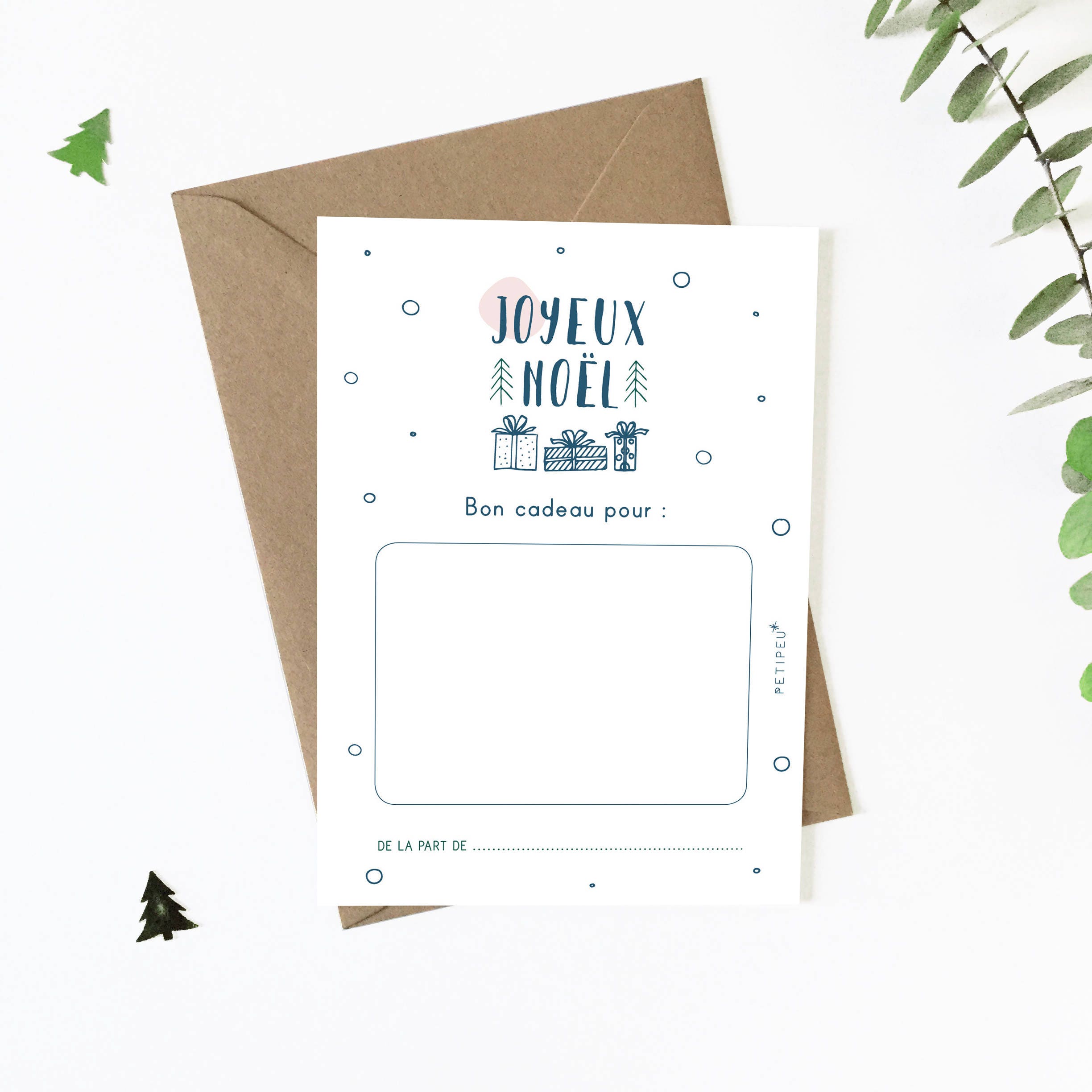 Carte Bon Cadeau De Noel A Telecharger Carte Cadeau Joyeux Etsy