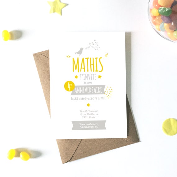 Carte Invitation Anniversaire Enfant A Telecharger A Etsy