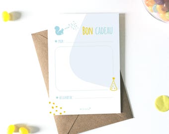 Carte bon cadeau enfant, à télécharger, carte cadeau, anniversaire, animaux, carte vierge, fichier PDF, petipeu, écureuil, bleu, cadeau