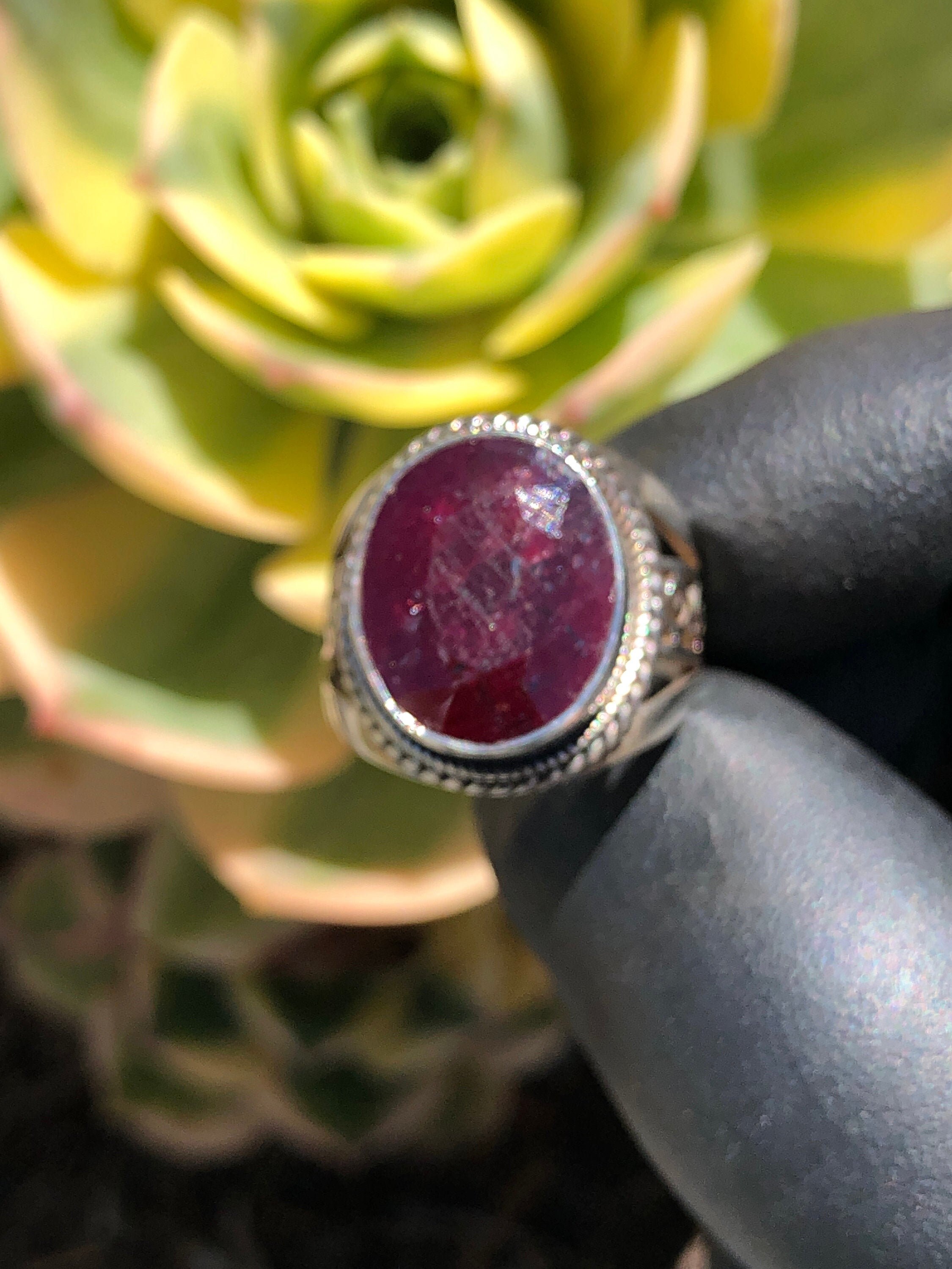 Ruby sterling silver ring size 8.5