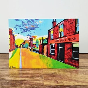 Biglietti di auguri di Sheffield. Henderson's relish, mercoledì, United, kelham Island, Peak District, Leadmill, crogiolo, parco Hill