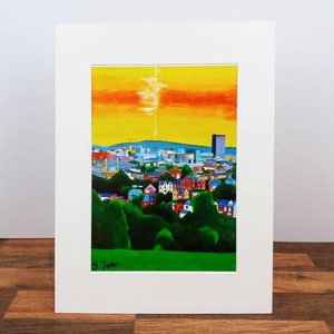 View from Meersbrook Park poster. Sheffield prints. Colourful expressionist art. View over the city. image 1