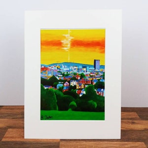 View from Meersbrook Park poster.  Sheffield prints. Colourful expressionist art. View over the city.