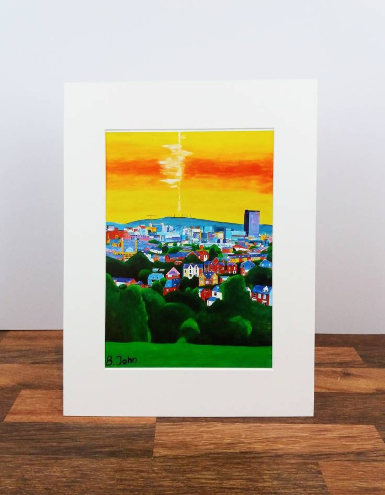 View from Meersbrook Park poster. Sheffield prints. Colourful expressionist art. View over the city. image 1