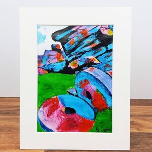 Stanage edge Millstones poster. Limited edition Peak District, Sheffield print. Colourful expressionist art image 1