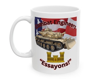 US Army Combat Engineer M728 CEV Ceramic Mug, Veteran Gift