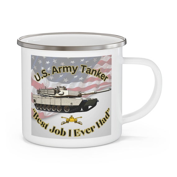 U.S. Army Tanker Enamel Mug, M1A1 Abrams Design 12oz