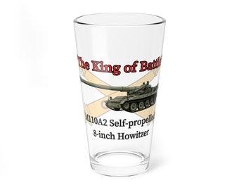 The King of Battle M110A2 Self-propelled 8-inch Howitzer Mixing-Pint Glass, 16oz