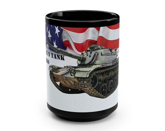 105mm Gun Tank Tank M60 Black Mug, 15oz