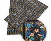 Stained Glass Princess Faux Leather Sheets, Jasmine A4 Vinyl Fabric Sheet, 8x11 Faux Leather, DIY Hair Bows, Earrings DIY