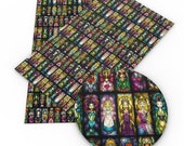 Disney Princesses Stained Glass Faux Leather Sheets, Princesses A4 Vinyl Fabric Sheet, 8x11 Faux Leather, DIY Hair Bows, Earrings DIY