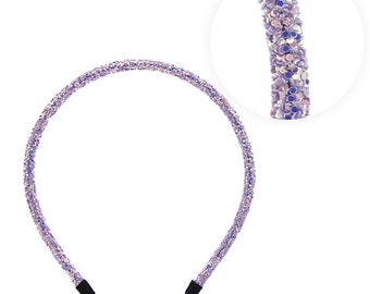3 Slim Narrow Plastic glitter Alice Bands Headbands Hair Band pinks and purples