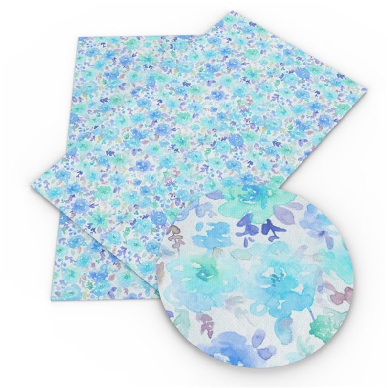 DIY Hair Bows A4 Vinyl Fabric Sheet 8x11 Faux Leather Watercolor Floral Faux Leather Sheets Earrings DIY