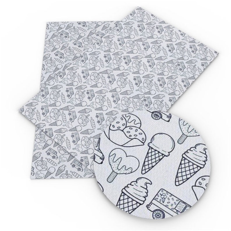 8x11 Faux Leather A4 Vinyl Fabric Sheet DIY Hair Bows Earrings DIY Color Me: Summer Ice Truck Faux Leather Sheets