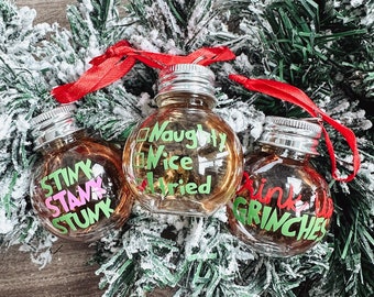 Christmas Booze Balls Ornaments. 3 Funny Shot Glass For Stocking Stuffers As Christmas Presents.