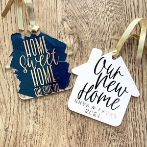 Our New Home Custom Ornament and  Home Sweet Home Personalized Ornament. House Shaped Acrylic Ornament for Christmas and Holidays.