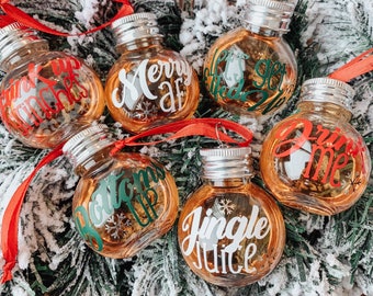 Christmas Booze Balls Ornaments. Funny Shot Glass For Stocking Stuffers As Christmas Presents. Bundle of 6 With Custom Options.