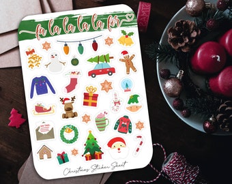 Christmas/Holiday Theme Sticker Sheet for Planner and Bullet Journal, Vinyl Sticker Paper Matte