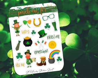 St. Patrick's Theme Sticker Sheet for Planner and Bullet Journal, Vinyl Sticker Paper