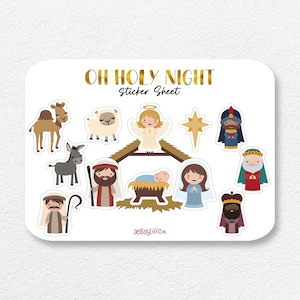 Nativity/Christmas Theme Sticker Sheet for Planner and Bullet Journal, Vinyl Sticker Paper Matte