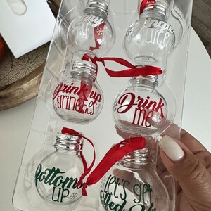 Christmas Booze Balls Ornaments. Funny Shot Glass For Stocking Stuffers As Christmas Presents. Bundle of 6 With Custom Options. image 10