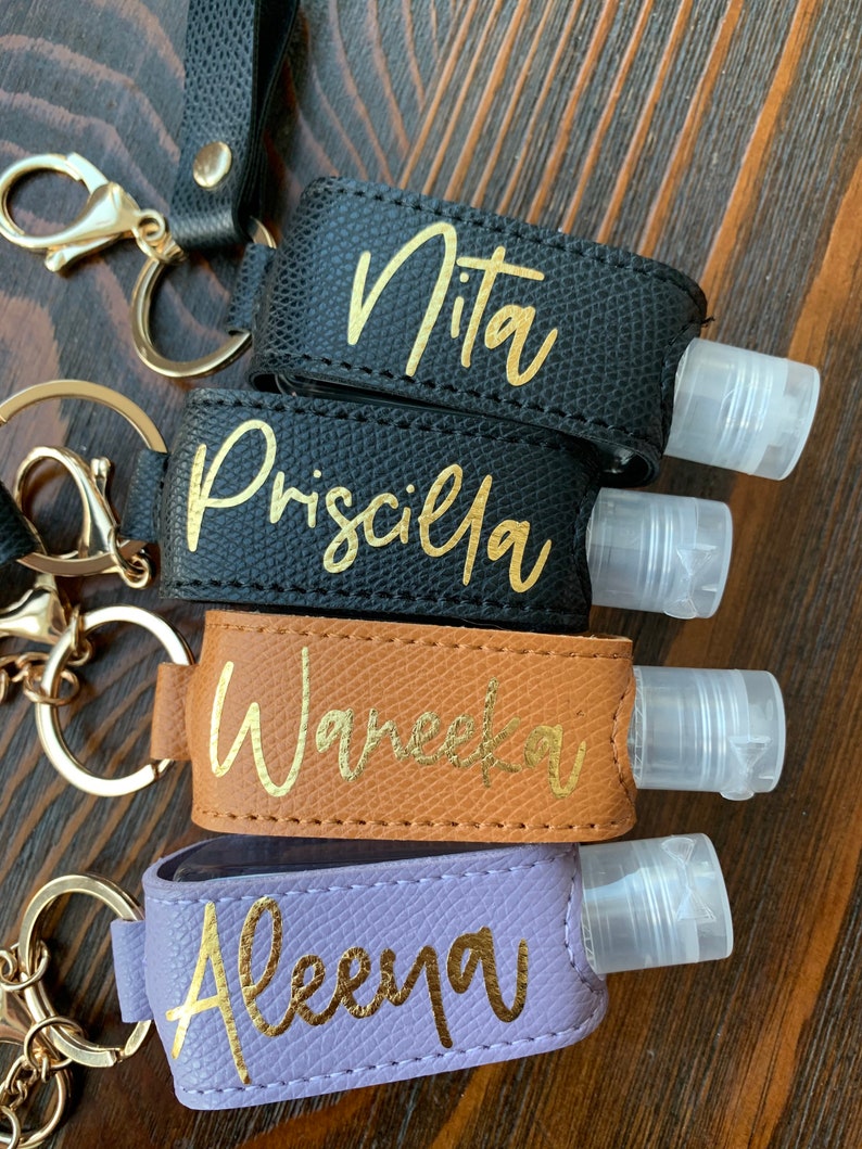 Hand Sanitizer Keychain Holder Vegan Leather Keychain Etsy