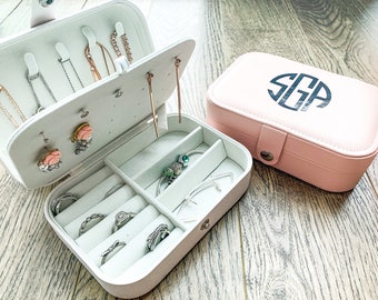 Travel Jewelry Case or Mini Organizer Personalized with Name Or Monogram Perfect for Mother's Day, Bridesmaids Proposal or Birthday Gifts