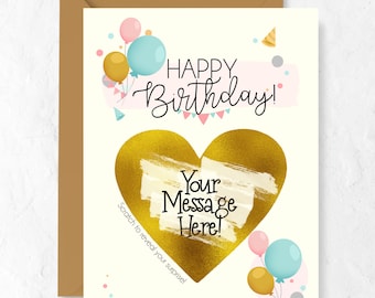 Custom Birthday Scratch Off Card: Handmade Personalized Greeting